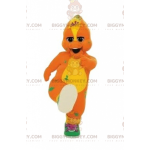 Orange and Yellow Dinosaur BIGGYMONKEY™ Mascot Costume with