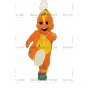 Oranssi ja keltainen dinosaurus BIGGYMONKEY™ maskottiasu
