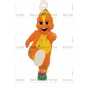 Orange and Yellow Dinosaur BIGGYMONKEY™ Mascot Costume with