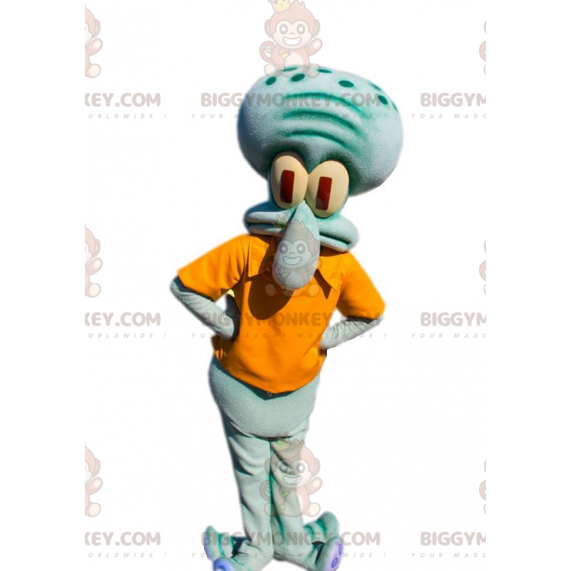 Carlo Tentacle Squid Διάσημη στολή μασκότ Μπομπ Σφουγγαράκης BIGGYMONKEY™ - Μασκότ διάσημων χαρακτήρων - BiggyMonkey.com