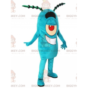 Traje de mascote do famoso personagem azul de plâncton