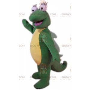 Costume de mascotte BIGGYMONKEY™ de dinosaure vert et jaune