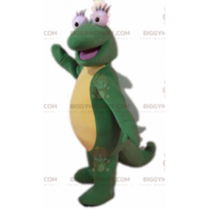 Funny Giant Green and Yellow Dinosaur BIGGYMONKEY™ Mascot