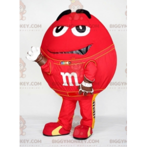 Traje da mascote BIGGYMONKEY™ do M&M's Vermelho Gigante. Fantasia de mascote de bombons de chocolate BIGGYMONKEY™