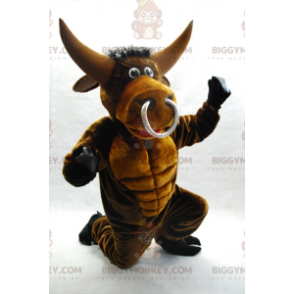 Sehr tolles muskulöses braunes Stier BIGGYMONKEY™ Maskottchen-Kostüm - Kuh Maskottchen - BIGGYMONKEY_07208 - BiggyMonkey.com