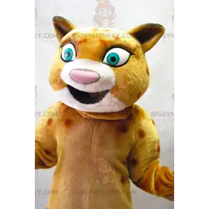 BIGGYMONKEY™ Maskotkostume Orange Beige Leopard med store