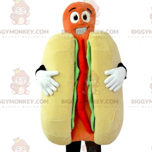 Giant Hot Dog BIGGYMONKEY™ Mascot Costume. fast food costume –