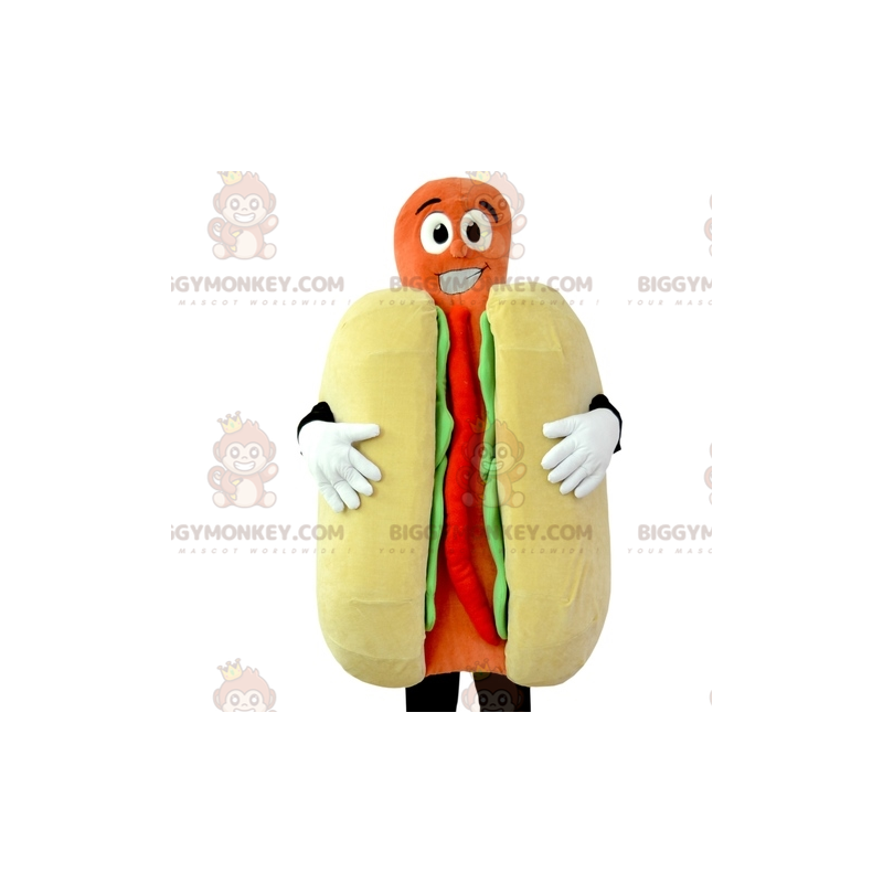 Costume de mascotte BIGGYMONKEY™ de hot-dog géant. Costume de Costume de mascotte BIGGYMONKEY™ de hot-dog géant. Costume de