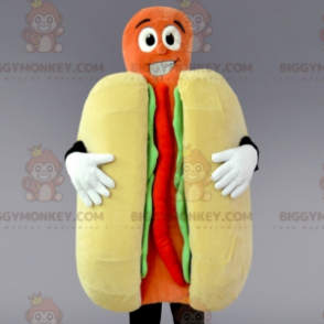 Giant Hot Dog BIGGYMONKEY™ Mascot Costume. fast food costume –