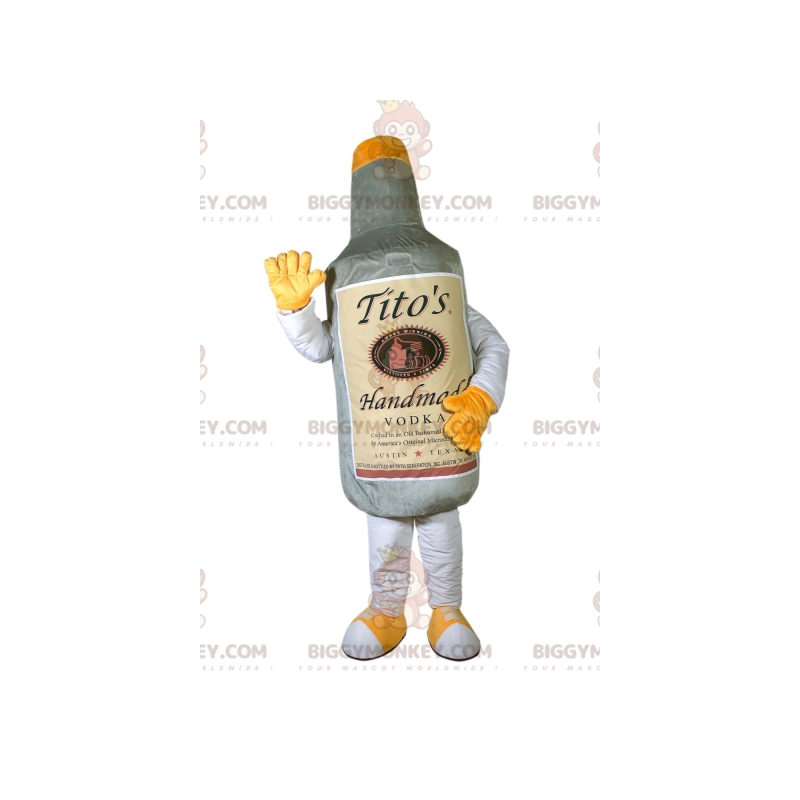 Giant grå vodkaflaska BIGGYMONKEY™ maskotdräkt. Alkohol -