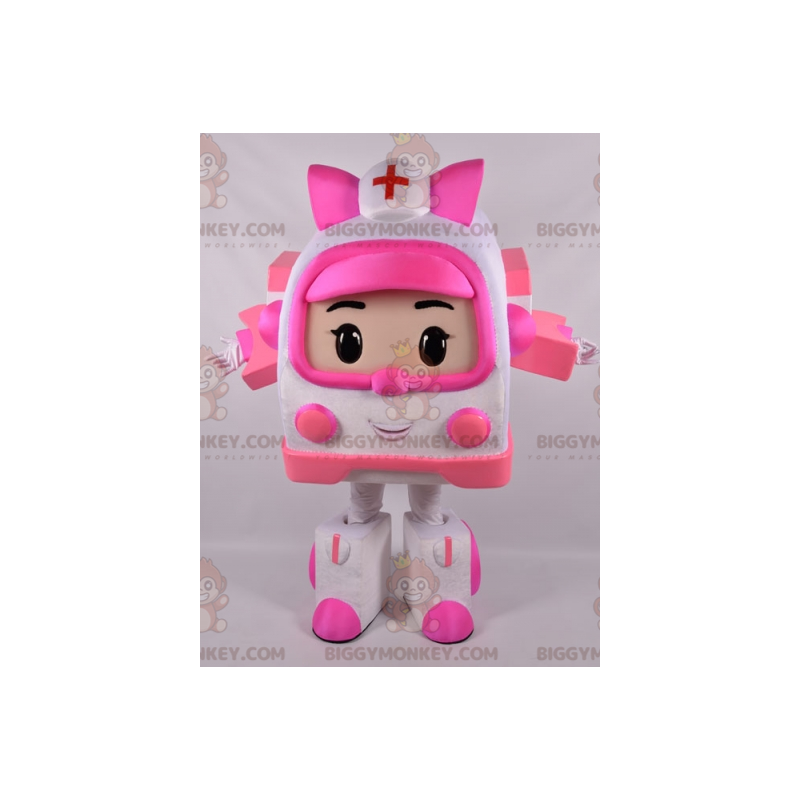 Costume mascotte ambulanza bianco e rosa Transformers