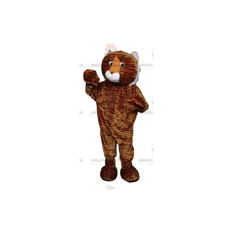 Costume de mascotte BIGGYMONKEY™ de léopard marron et blanc Costume de mascotte BIGGYMONKEY™ de léopard marron et blanc