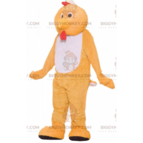 Orange og hvid hanehøne BIGGYMONKEY™ maskotkostume - Hens maskot - haner - høns - BIGGYMONKEY_07231 - BiggyMonkey.com
