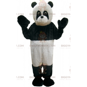 Mustavalkoinen Panda BIGGYMONKEY™ maskottiasu. musta ja