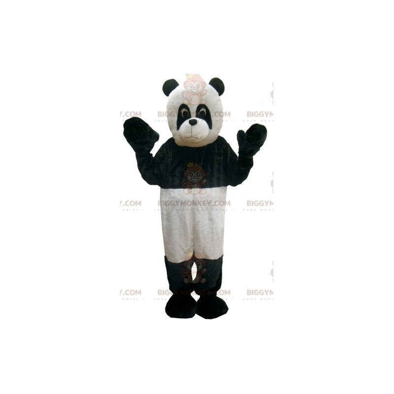 Mustavalkoinen Panda BIGGYMONKEY™ maskottiasu. musta ja