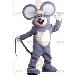 BIGGYMONKEY™ maskotkostume Grå og hvid mus med store ører -