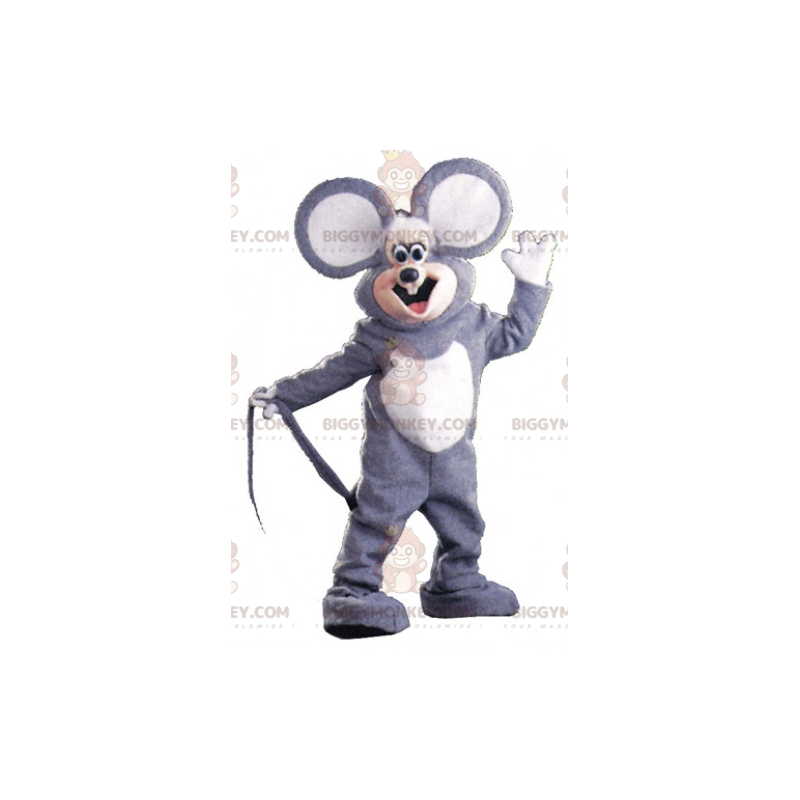 BIGGYMONKEY™ Mascot Costume Gray and White Mouse with Big Ears BIGGYMONKEY™ Mascot Costume Gray and White Mouse with Big Ears