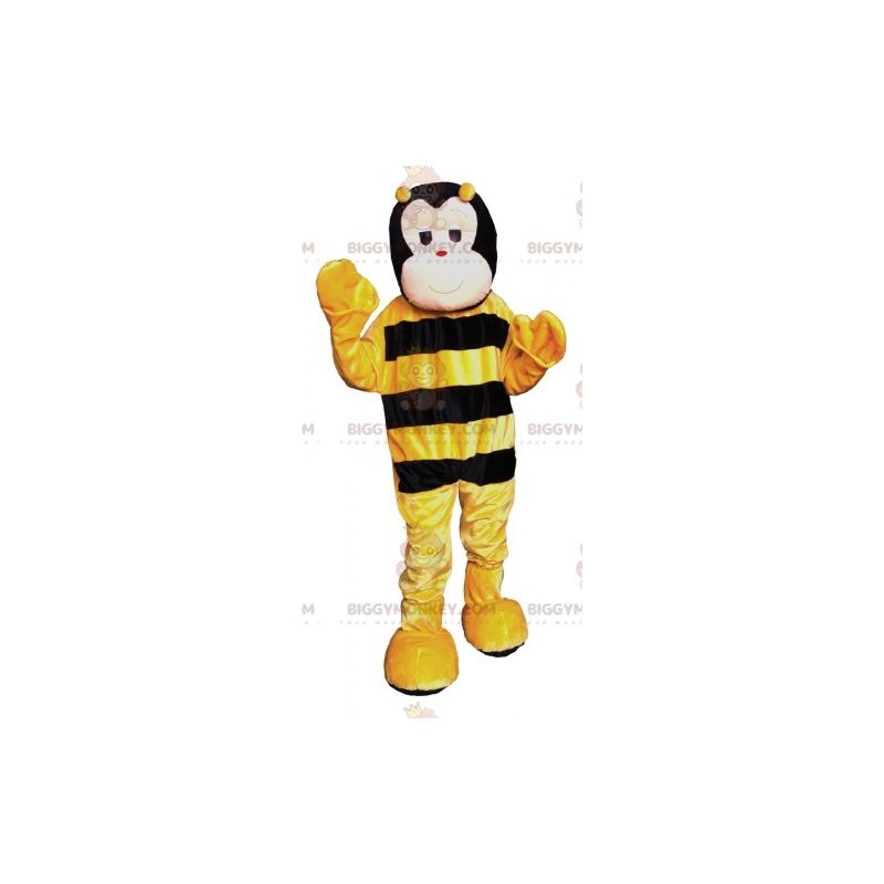 BIGGYMONKEY™ maskottiasu jättimäisestä keltaisesta ja mustasta BIGGYMONKEY™ maskottiasu jättimäisestä keltaisesta ja mustasta