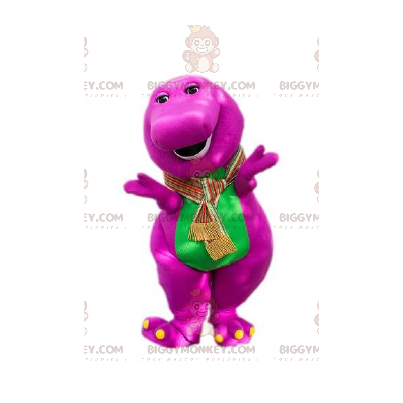 Mascote de dinossauro roxo gigante engraçado - Cortar L (175-180CM)