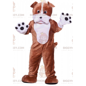Braun-weißer Hund BIGGYMONKEY™ Maskottchen-Kostüm. Hundekostüm