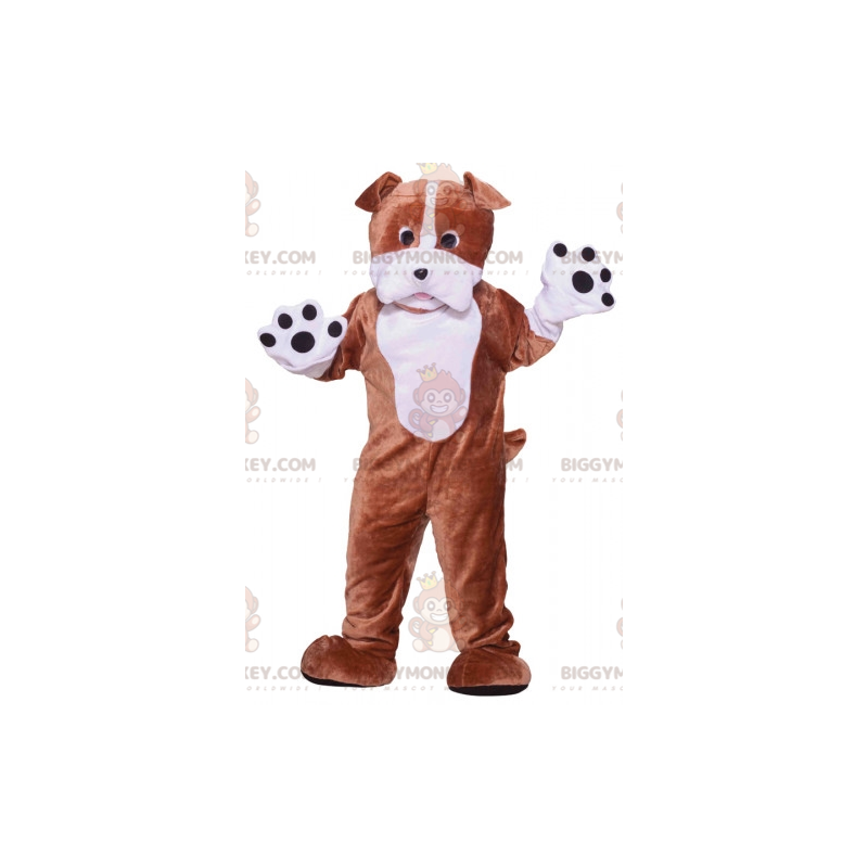 Brown and White Dog BIGGYMONKEY™ Mascot Costume. dog costume -