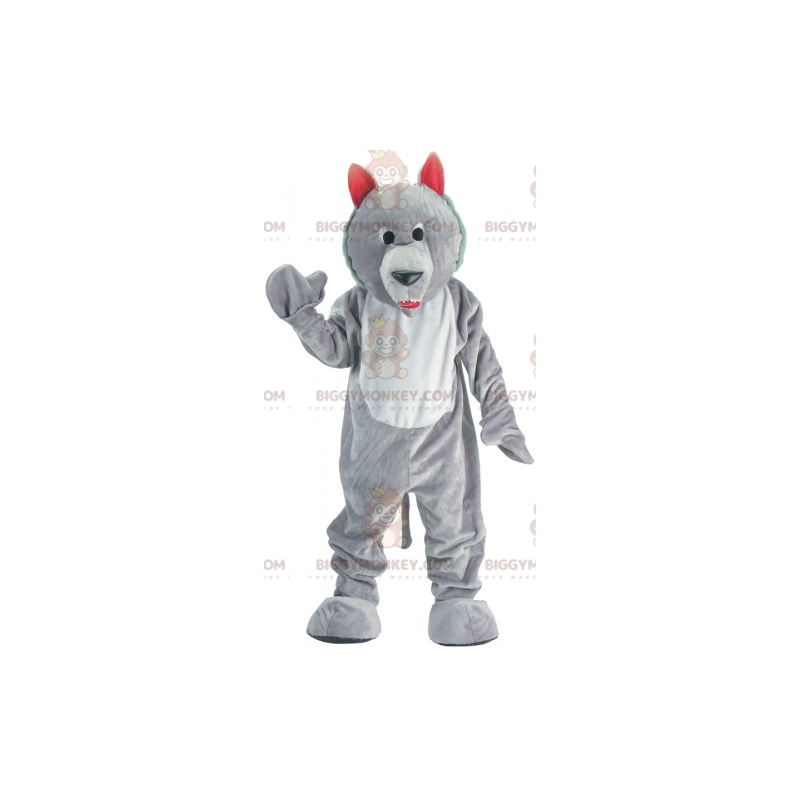 Gray and White Wolf BIGGYMONKEY™ Mascot Costume. Wolfdog