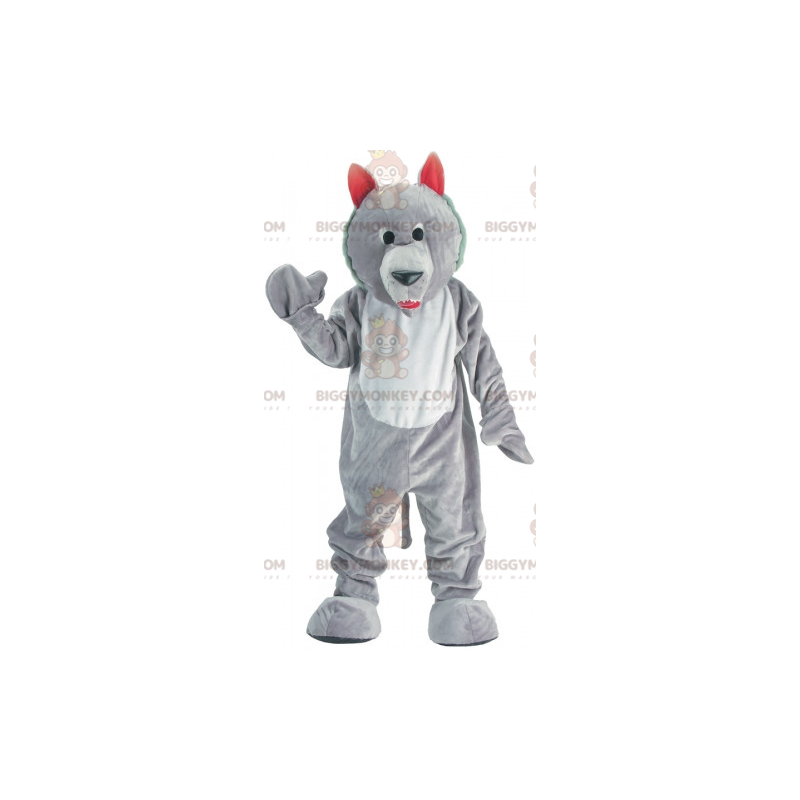 Grå og hvid ulv BIGGYMONKEY™ maskotkostume. Ulvehund