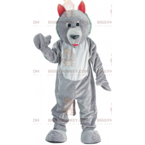 Gray and White Wolf BIGGYMONKEY™ Mascot Costume. Wolfdog