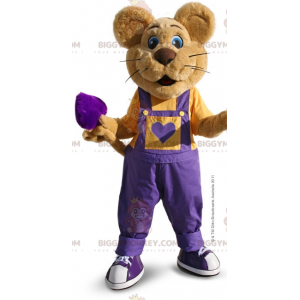 Disfraz de mascota de ratón marrón BIGGYMONKEY™ con overol