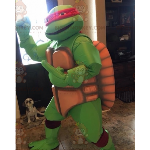 Kostým maskota želvy Ninja BIGGYMONKEY™ s červenou čelenkou –