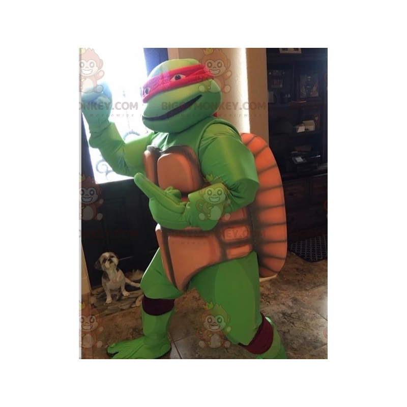 BIGGYMONKEY™ Ninja Turtle Mascot-kostume med rødt pandebånd -