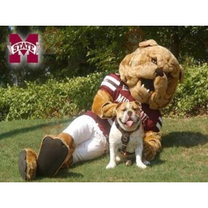 Brown Bulldog BIGGYMONKEY™ Mascot Costume In Sportswear –