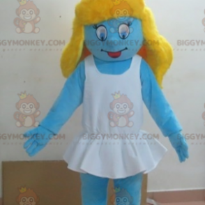 BIGGYMONKEY™ maskotdrakt av Smurfette den blå figuren - Maskotter kjente mennesker - BIGGYMONKEY_07254 - BiggyMonkey.com