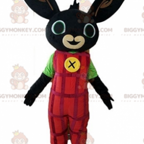 Black Rabbit BIGGYMONKEY™ Mascot Costume Dressed in Red