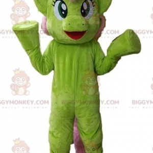 Costume de mascotte BIGGYMONKEY™ de poney vert et rose très