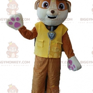 Ruskeavalkoinen koiran BIGGYMONKEY™ maskottiasu keltaisella