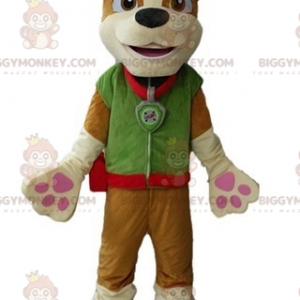 Brown Dog BIGGYMONKEY™ Mascot Costume Dressed in Green Outfit -