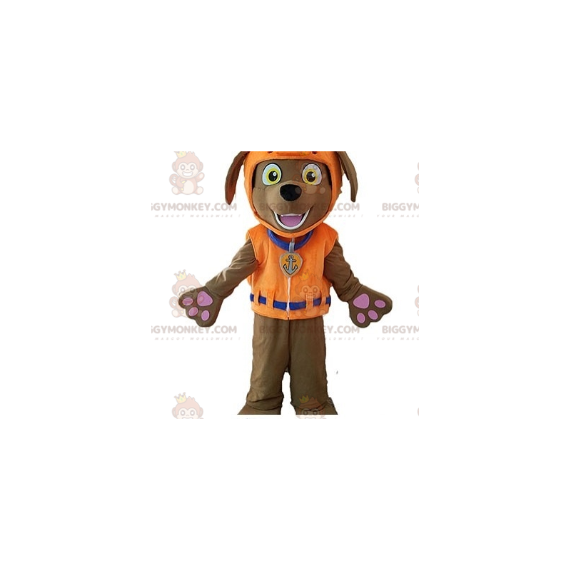 Brun hund BIGGYMONKEY™ maskotkostume med redningsvest -