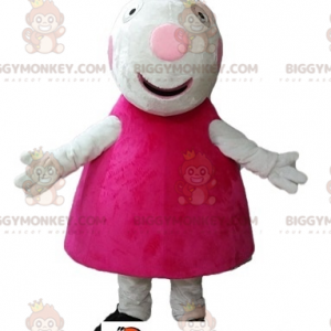 BIGGYMONKEY™ mascottekostuum van wit varken in roze jurk -