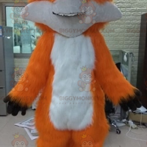 BIGGYMONKEY™ Soft and Furry White and Orange Fox Mascot Costume