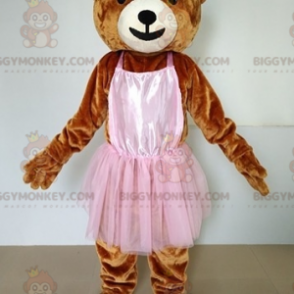 Brun Teddy BIGGYMONKEY™ maskotkostume med lyserød tutu - Bjørn maskot - BIGGYMONKEY_07314 - BiggyMonkey.com