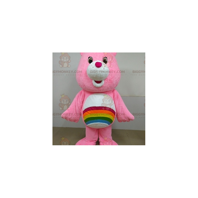 Rainbow Care Bear Pink BIGGYMONKEY™ maskotkostume - Rainbow Care Bear Pink BIGGYMONKEY™ maskotkostume -