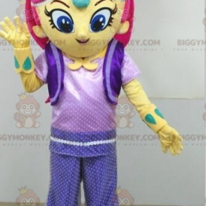Pink Haired Yellow Girl BIGGYMONKEY™ Mascot Costume -