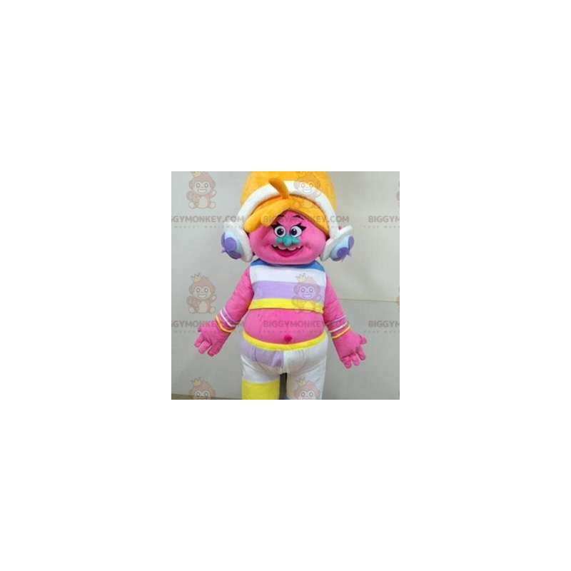 Costume da mascotte Troll rosa con capelli biondi BIGGYMONKEY™