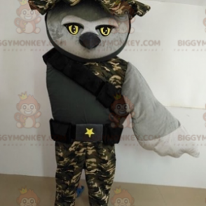 BIGGYMONKEY™ pöllön maskottiasu, joka on pukeutunut sotilassotilaana - Lintu maskotti - BIGGYMONKEY_07323 - BiggyMonkey.com