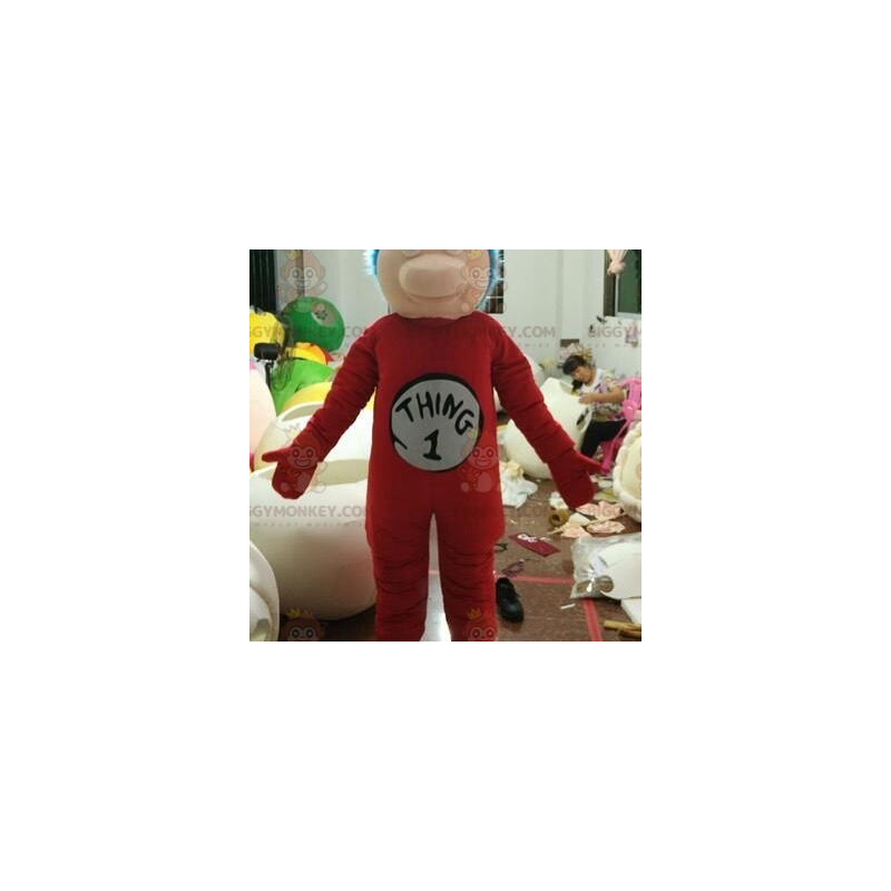  BIGGYMONKEY™ Costume da mascotte uomo dai capelli blu vestito di rosso - Mascotte maschili - BiggyMonkey.com