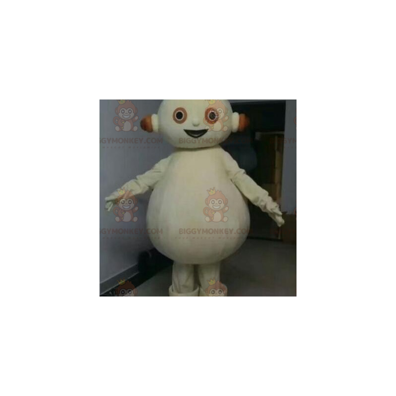 Plump White Man BIGGYMONKEY™ Maskottchen-Kostüm. Weißer Roboter Plump White Man BIGGYMONKEY™ Maskottchen-Kostüm. Weißer Roboter