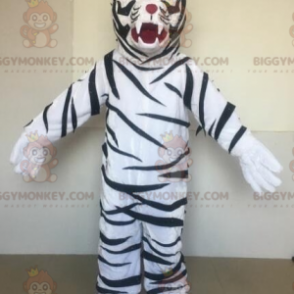 BIGGYMONKEY™ Mascottekostuum Witte Tijger Met Zwarte Strepen -