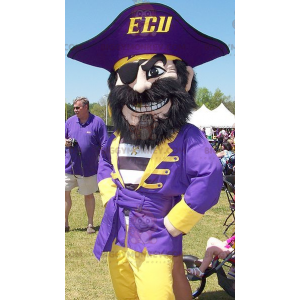 Pirate BIGGYMONKEY™ Mascot Costume in Blue and Yellow Outfit -