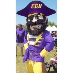 Pirate BIGGYMONKEY™ Mascot Costume in Blue and Yellow Outfit –